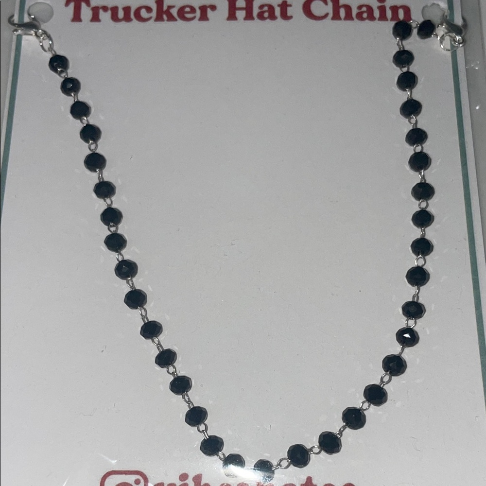 Black Beaded with Silver Trucker Hat Chain